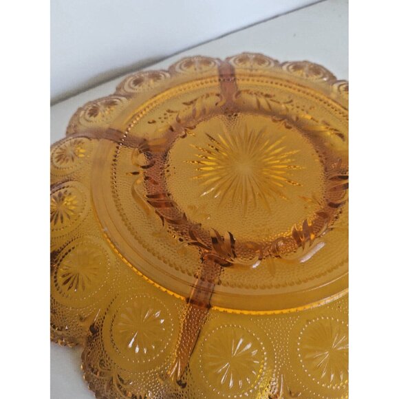 Brockway Glass AMBER "AMERICAN CONCORD" - 5 Section Divided Plate 1970's - Picture 9 of 10